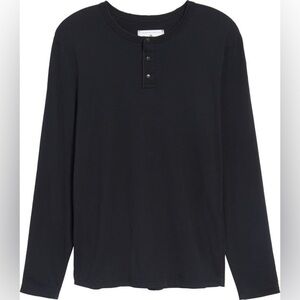 Reigning Champ Long Sleeve Henley T Shirt Navy Blue